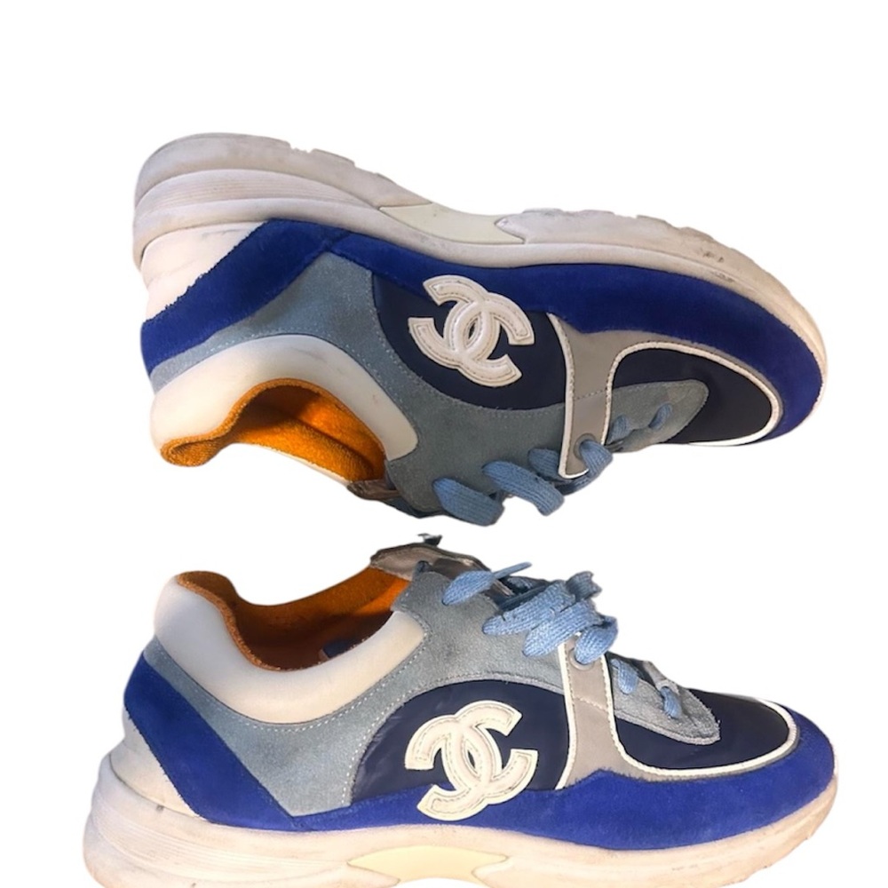 CHANEL Blue and White Athletic Shoes
